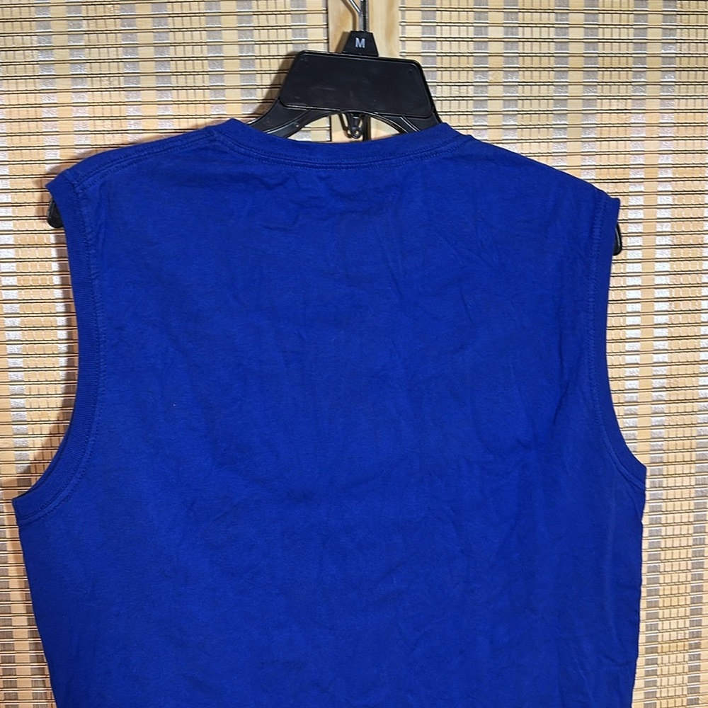 Fruit of the Loom Platinum Bright Blue Tank Top Lime Green Trim Men's Medium - Picture 8 of 13